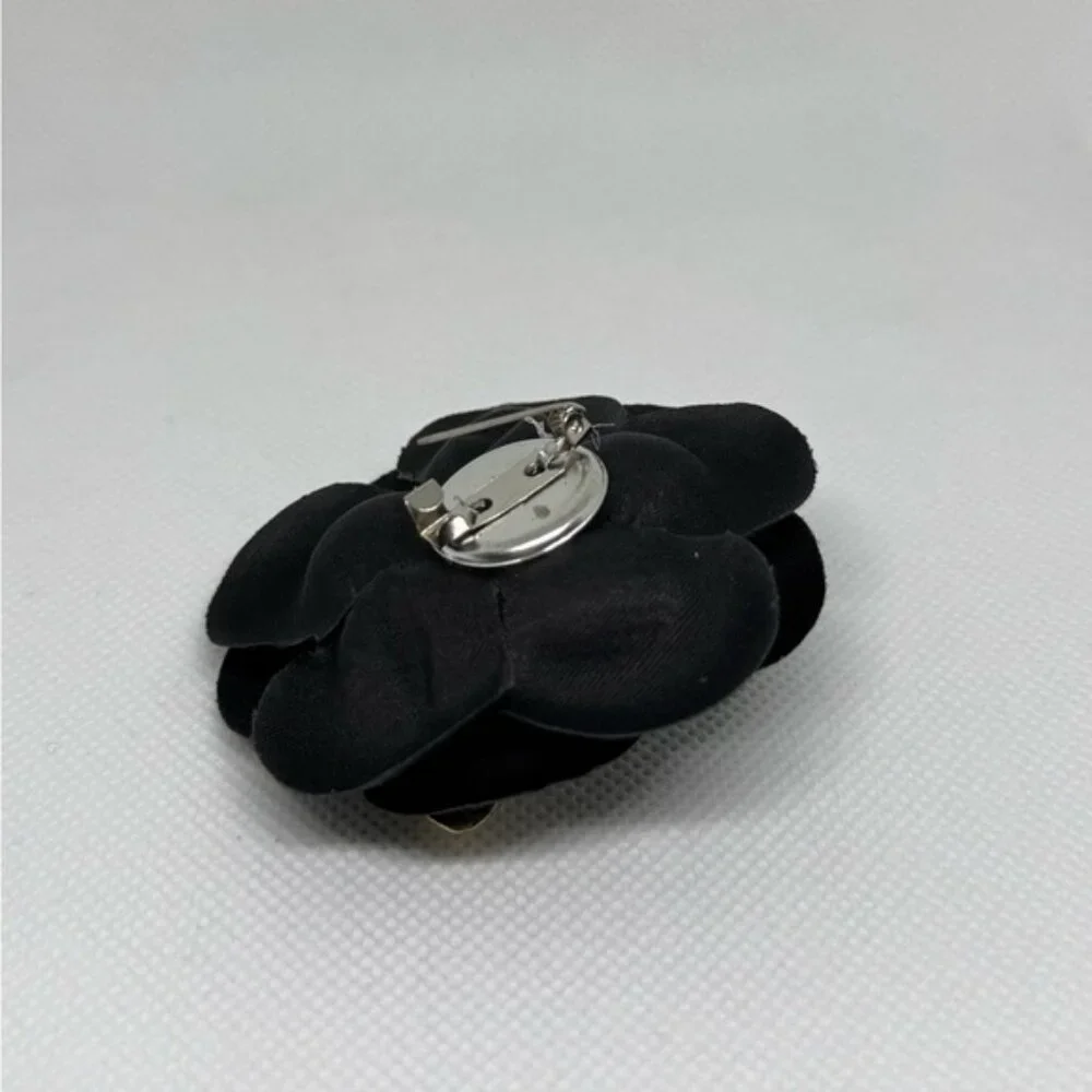 Camellia Style Flower Brooch | Designer-Inspired Luxury Pin | Black Tone